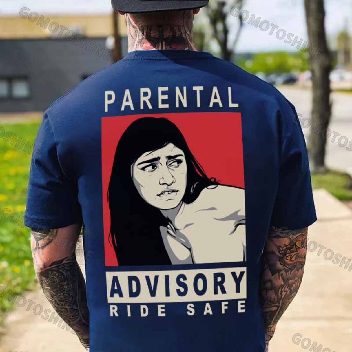 PARENTAL ADVISORY RIDE SAFE Naked Lady Print Men's T-shirt