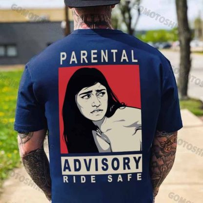 PARENTAL ADVISORY RIDE SAFE Naked Lady Print Men's T-shirt