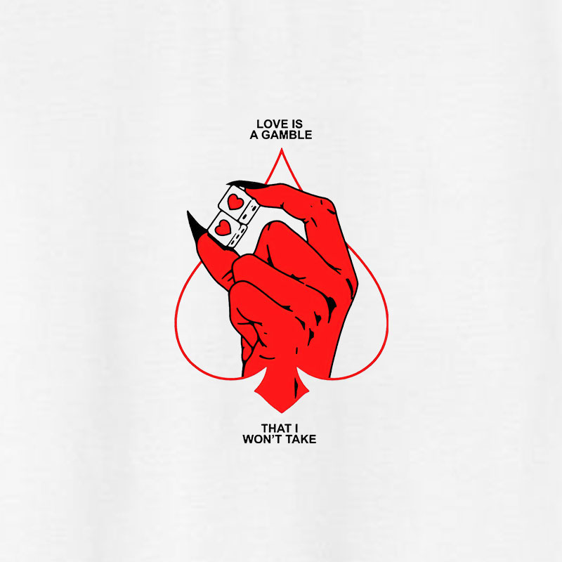 LOVE IS A GAMBLE Evil Hands White Print T-Shirt