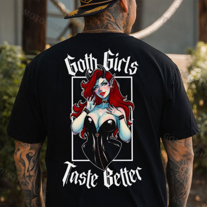 GOTH GIRLS TASTE BETTER Sexy Devil Girl Print Men's T-Shirt