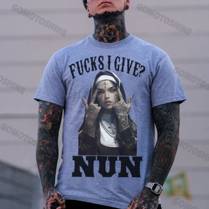 FUCKS I GIVE NUN Defiant Nun Print Men's T-Shirt