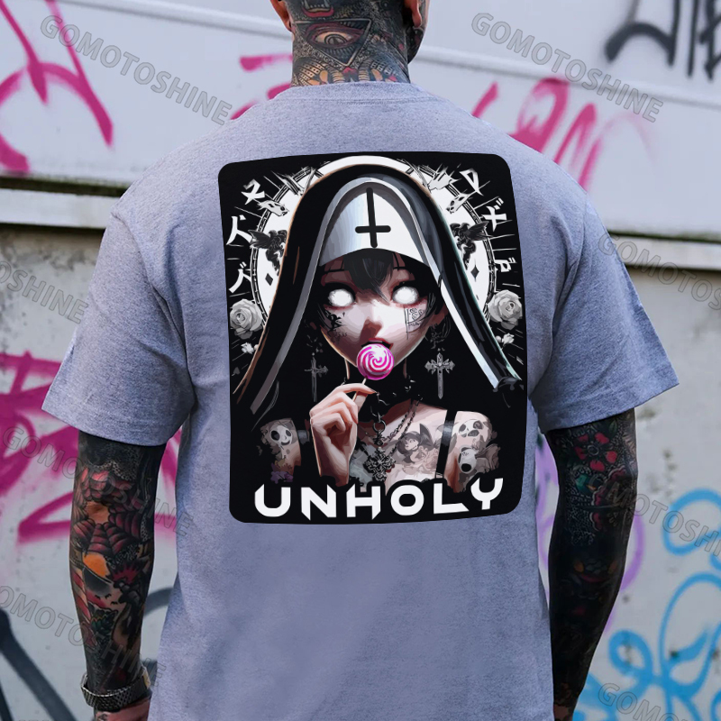 UNHOLY Tattooed Girl Nun Print Men's T-Shirt