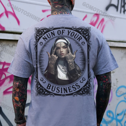 NUN OF YOUR BUSINESS Retro Defiant Nun Print Men's T-Shirt