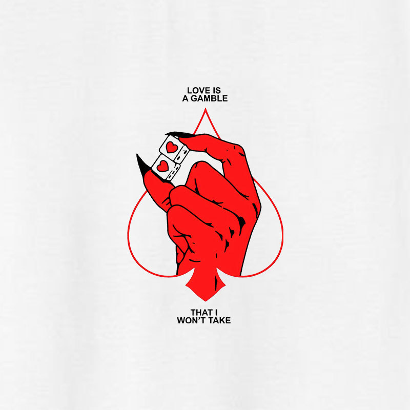 LOVE IS A GAMBLE Evil Hands White Print T-Shirt