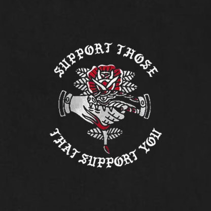 SUPPORT THOSE THAT SUPPORT YOU Snake Flower Black Print T-shirt