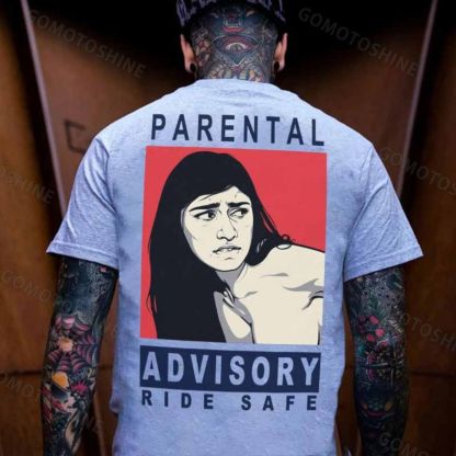 PARENTAL ADVISORY RIDE SAFE Naked Lady Print Men's T-shirt