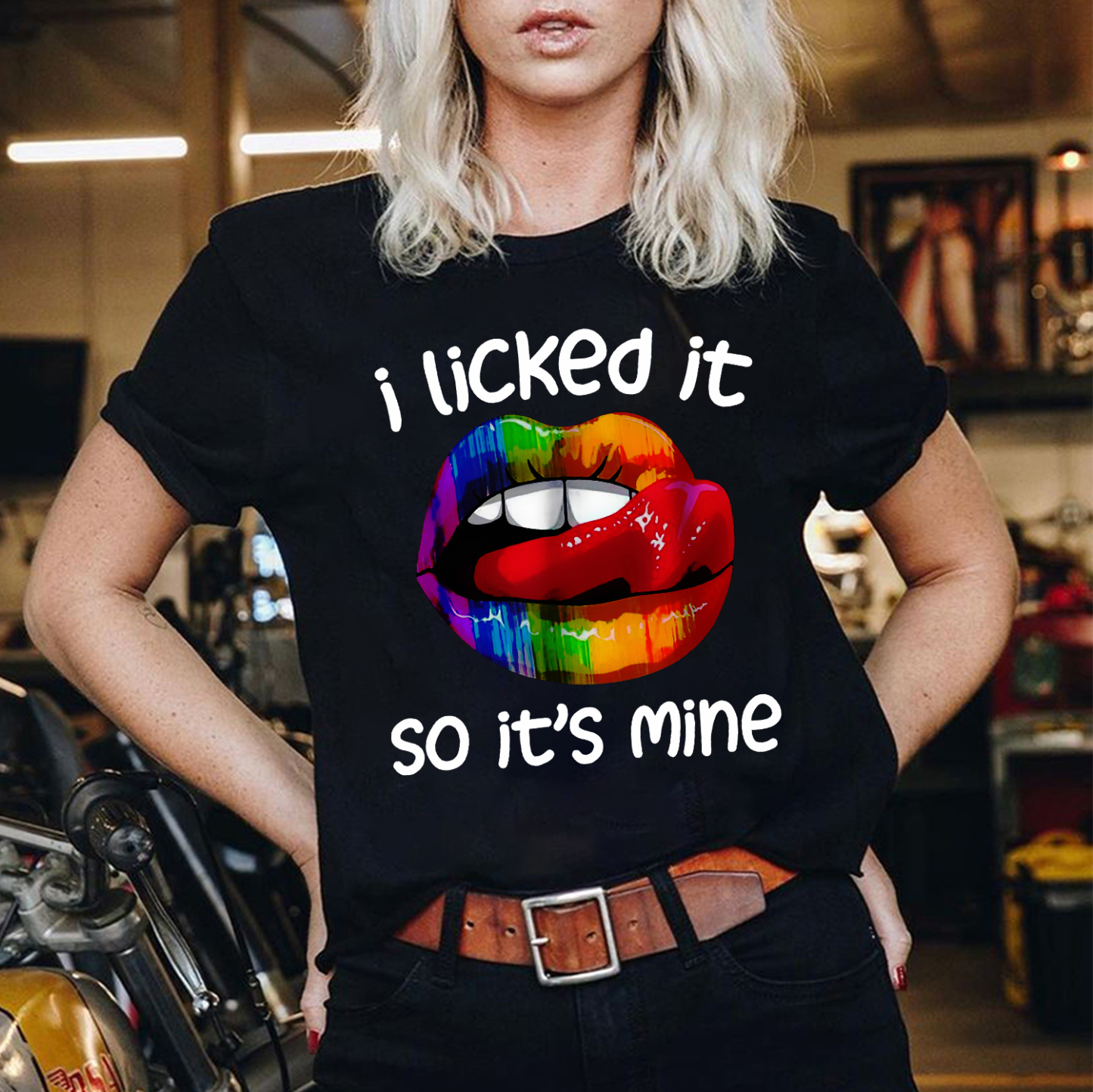I LICKED IT SO IT'S MINE Iridescent Lips Print Women's T-shirt