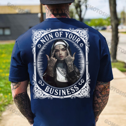 NUN OF YOUR BUSINESS Retro Defiant Nun Print Men's T-Shirt