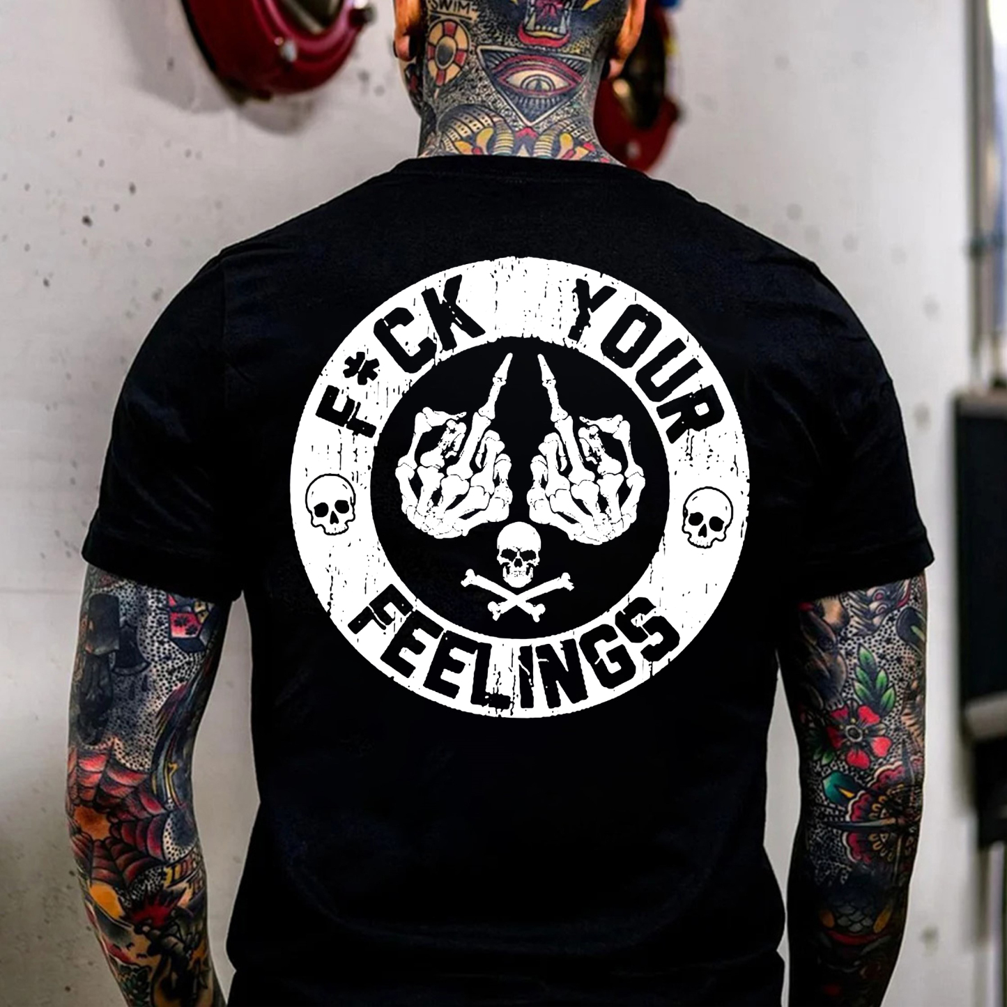 FUCK YOUR FEELINGS Bone Hand Print Men's T-Shirt