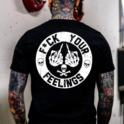 FUCK YOUR FEELINGS Bone Hand Print Men's T-Shirt