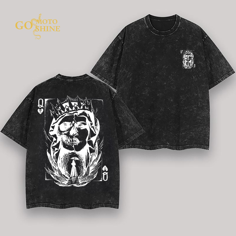 POKER Q Gloomy Queen Men's Washed T-shirt