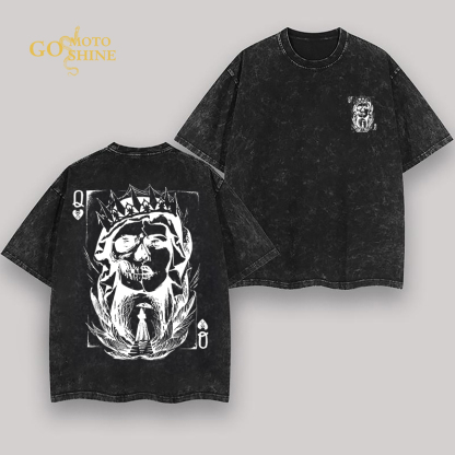 POKER Q Gloomy Queen Men's Washed T-shirt