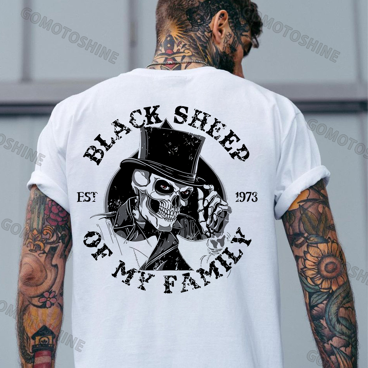 BLACK SHEEP OF MY FAMILY Skeleton Print Men's T-Shirt
