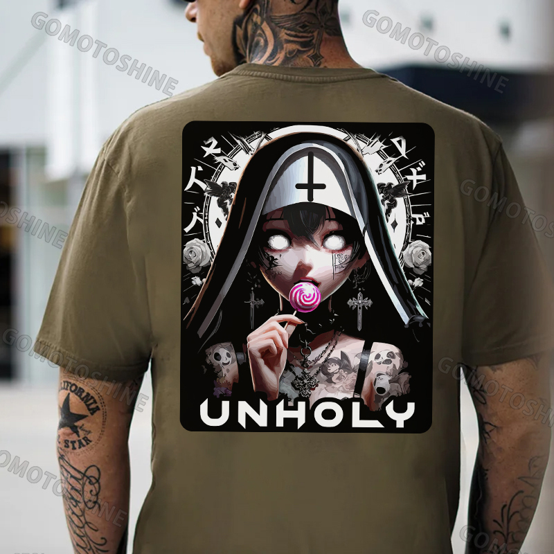 UNHOLY Tattooed Girl Nun Print Men's T-Shirt