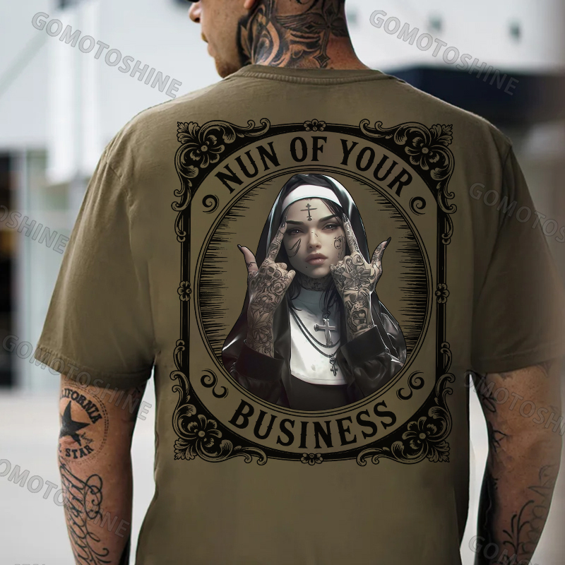 NUN OF YOUR BUSINESS Retro Defiant Nun Print Men's T-Shirt