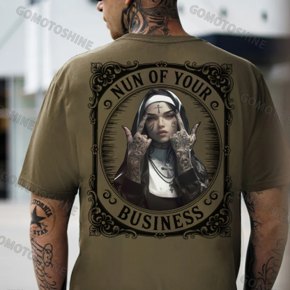 NUN OF YOUR BUSINESS Retro Defiant Nun Print Men's T-Shirt