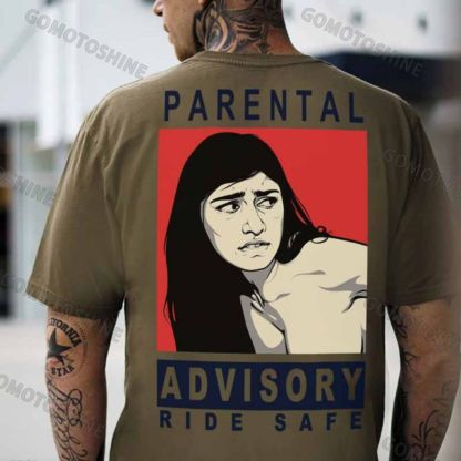 PARENTAL ADVISORY RIDE SAFE Naked Lady Print Men's T-shirt