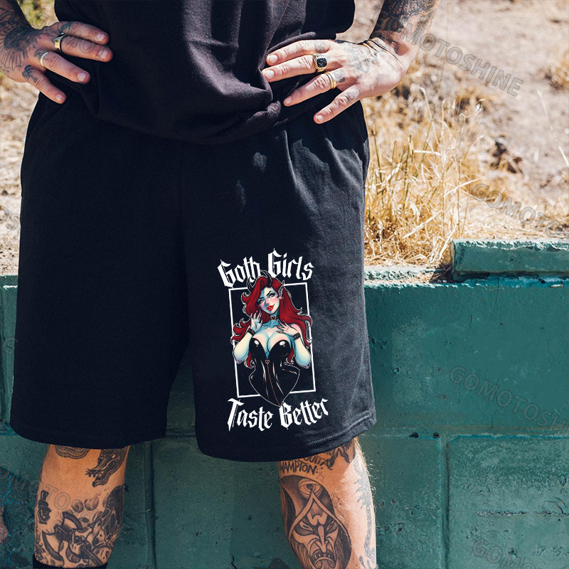GOTH GIRLS TASTE BETTER Sexy Devil Girl Print Men's Shorts