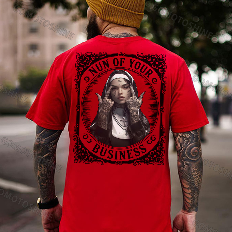 NUN OF YOUR BUSINESS Retro Defiant Nun Print Men's T-Shirt