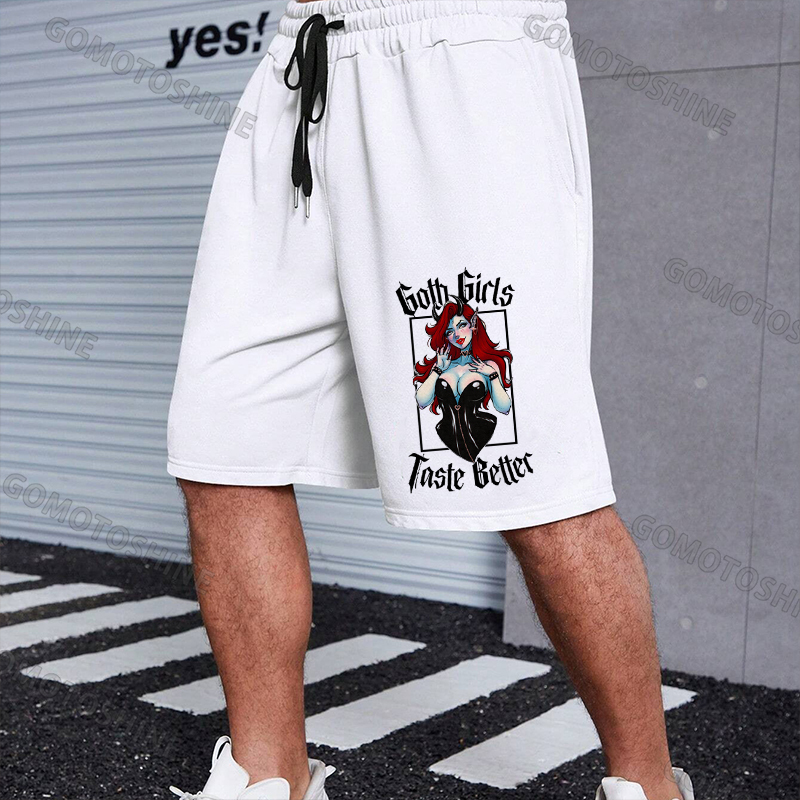 GOTH GIRLS TASTE BETTER Sexy Devil Girl Print Men's Shorts