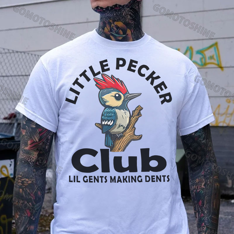 LITTLE PECKER CLUB Woodpecker Print Men's T-Shirt
