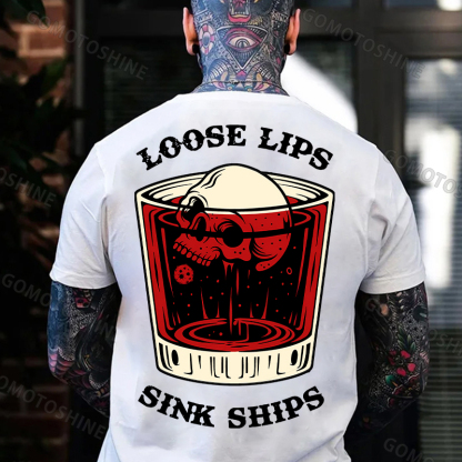 LOOSE LIPS SINK SHIPS Skull Liquor Print Men's T-shirt