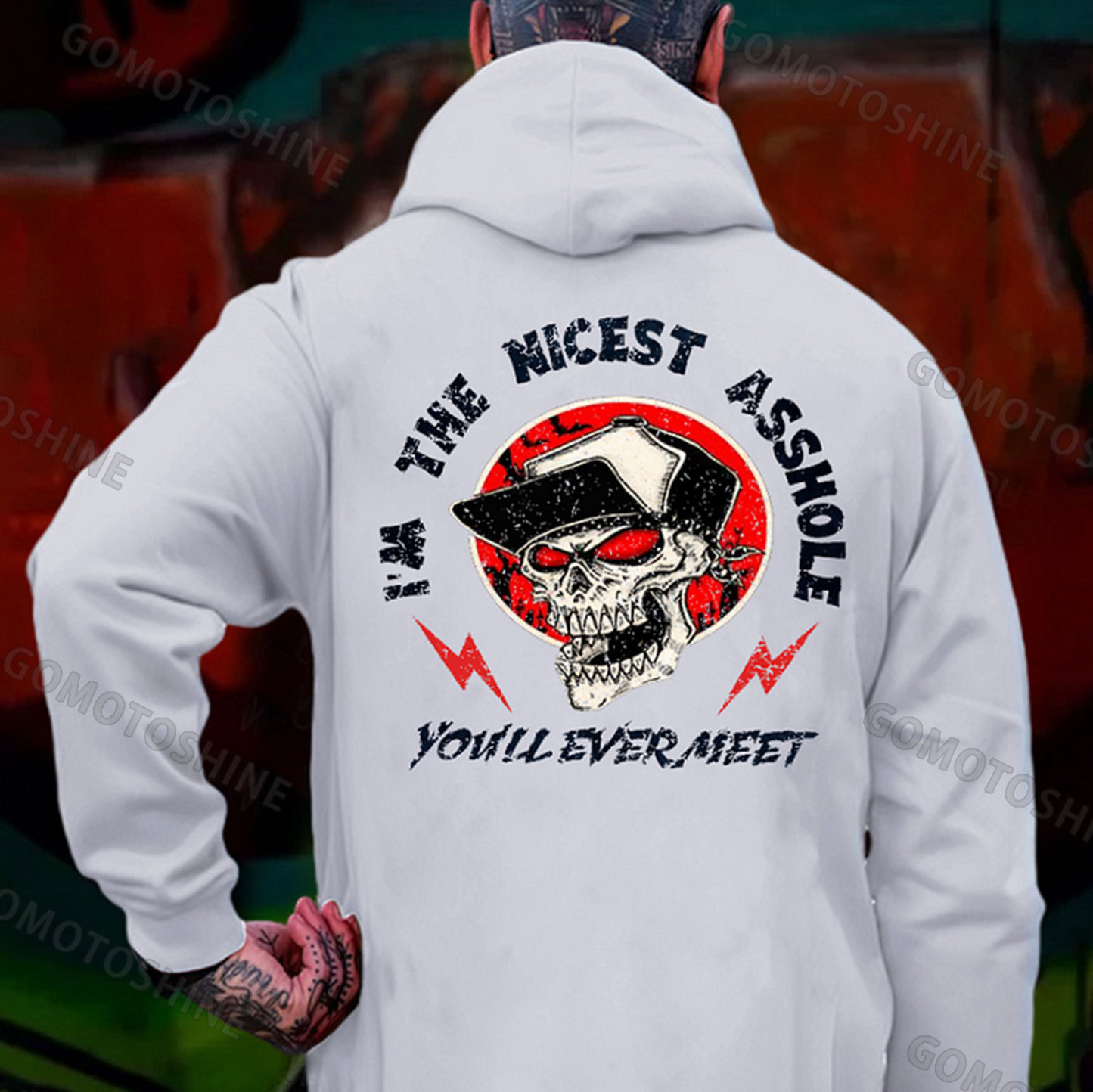 I'M THE NICEST ASSHOLE Skull Print Men's Hoodie