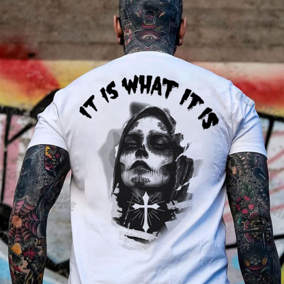 IT IS WHAT IT IS Skeleton Lady Print Men's T-Shirt