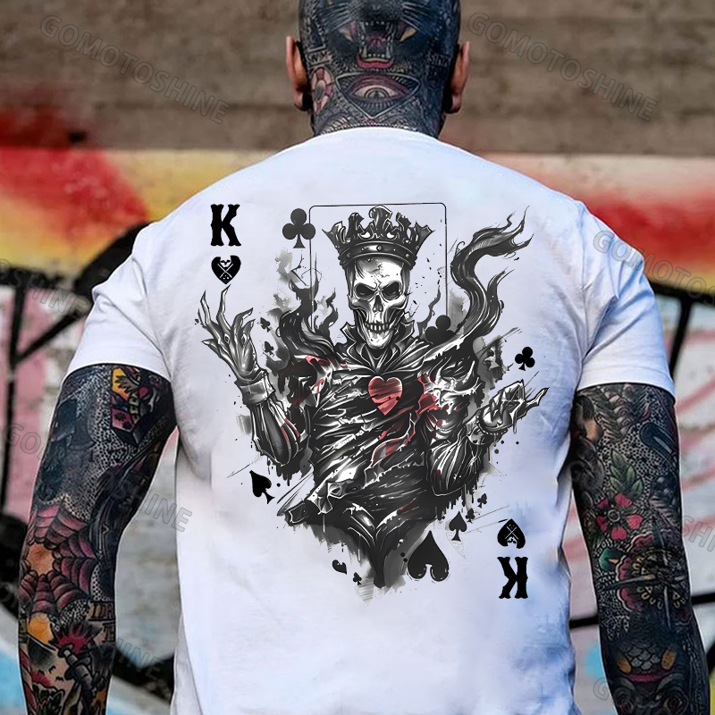 Poker K Skeleton King Print Men's T-Shirt