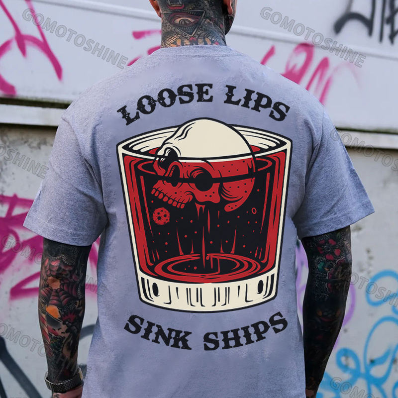 LOOSE LIPS SINK SHIPS Skull Liquor Print Men's T-shirt