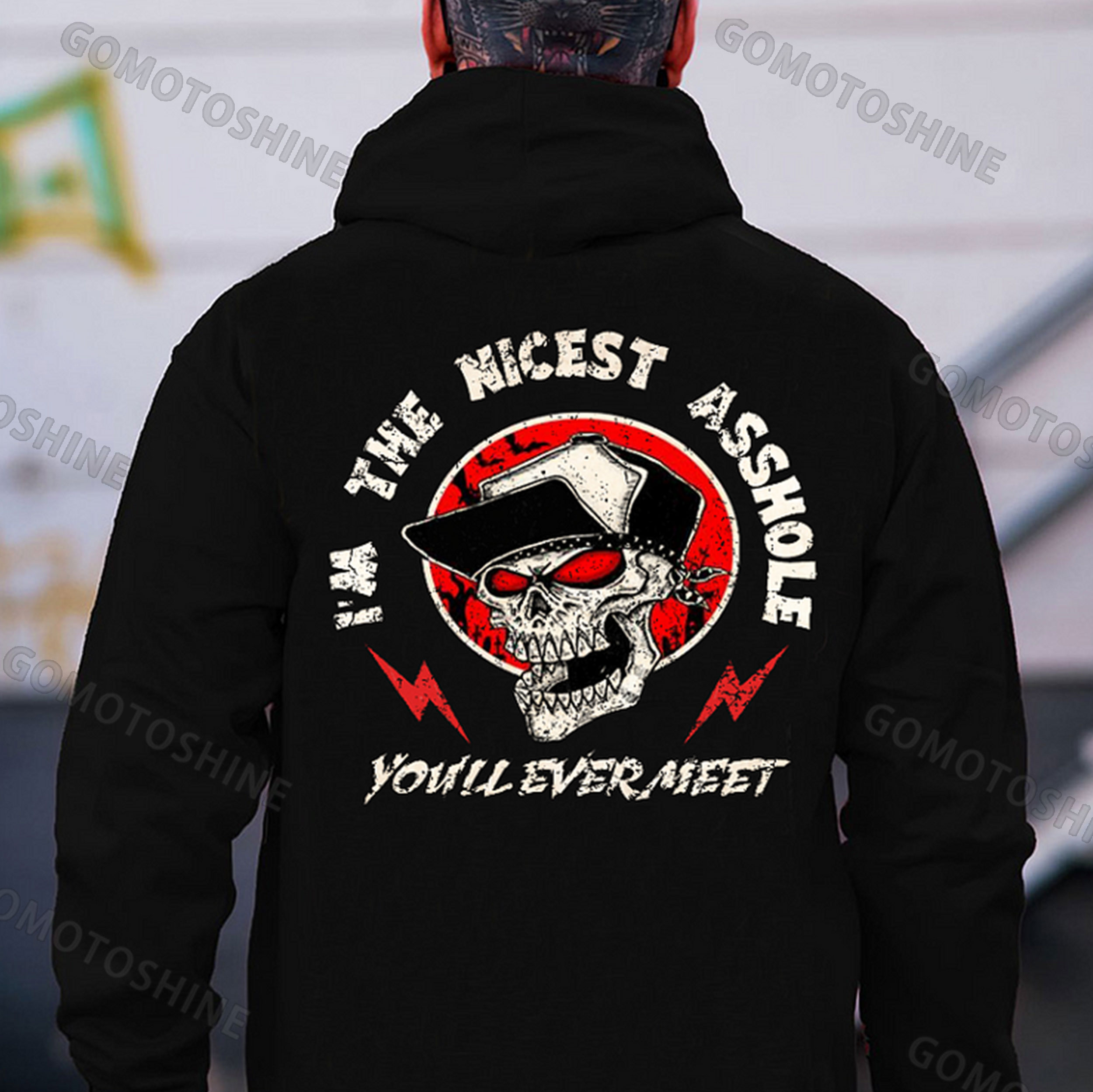 I'M THE NICEST ASSHOLE Skull Print Men's Hoodie