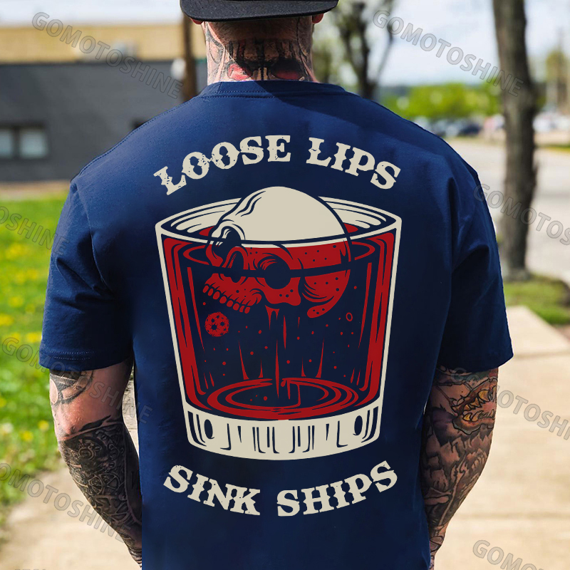 LOOSE LIPS SINK SHIPS Skull Liquor Print Men's T-shirt