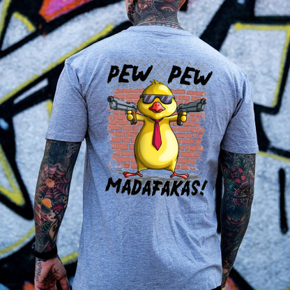 PEW PEW MADAFAKAS Duck Black Print T-shirt