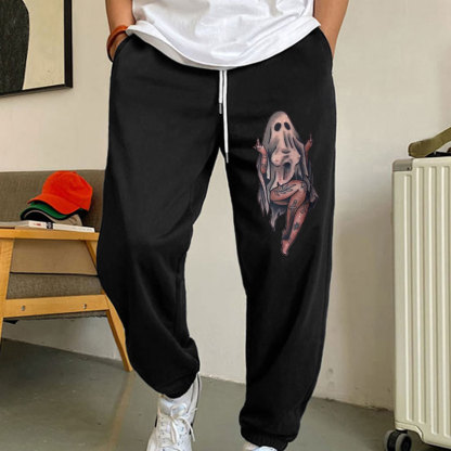 Naughty Ghost with Tattoo Men's Print Sweatpants