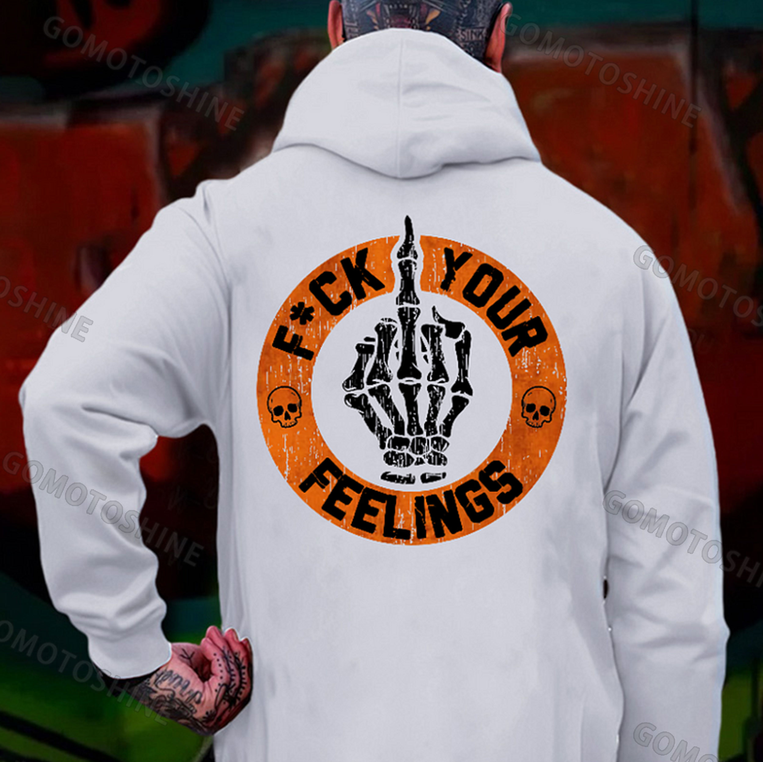 FUCK YOUR FEELINGS Bone Hand Print Men's Hoodie