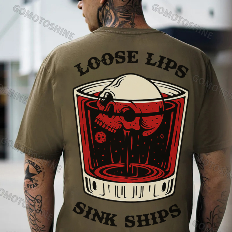 LOOSE LIPS SINK SHIPS Skull Liquor Print Men's T-shirt