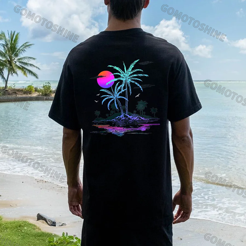 Sunset Coconut Trees Print Men's T-Shirt