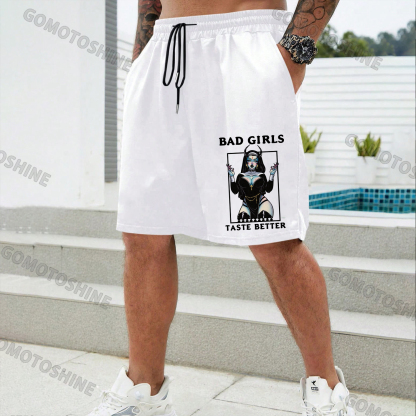 BAD GIRLS TASTE BETTER Sexy Devil Nun Print Men's Shorts