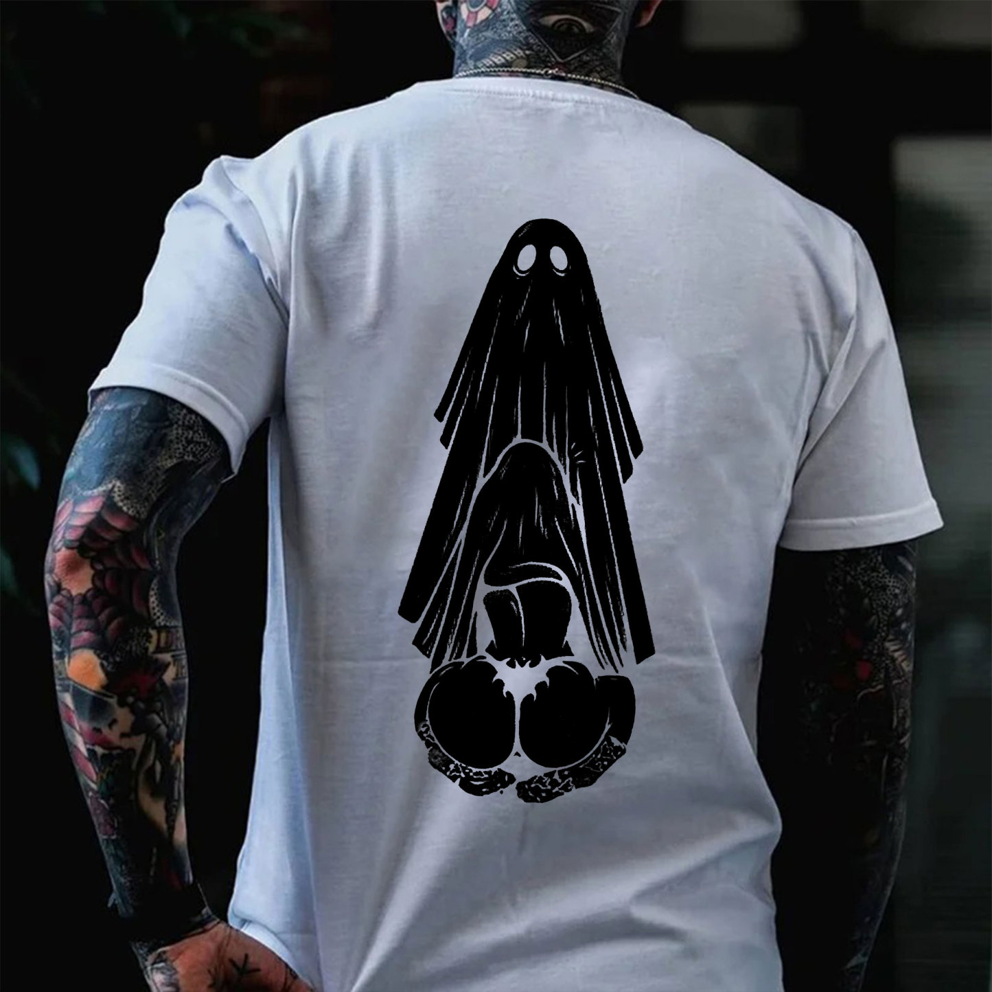 Oral Sex with Ghost Dirty Love Casual Black and White Print T-shirt