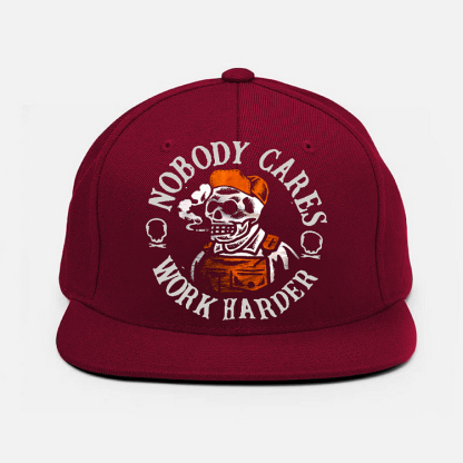 NOBODY CARES WORK HARDER Smoking Skeleton Fashion Cap