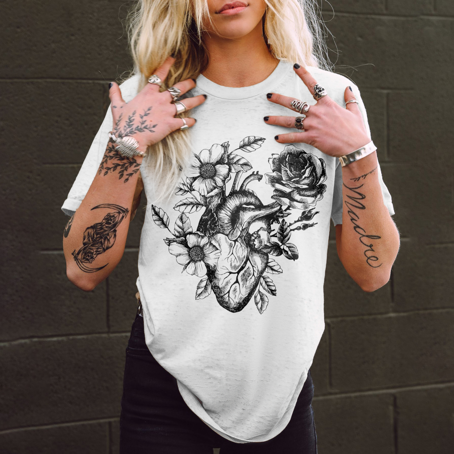 Flowers Growing From The Heart Print Women's T-shirt