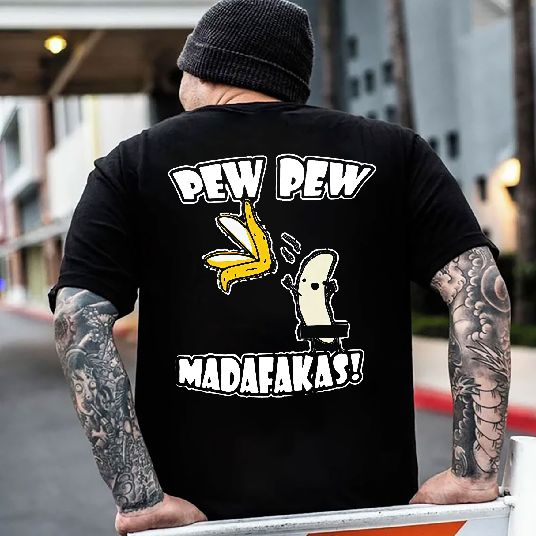 PEW PEW MADAFAKAS Peeled Banana Print Men's T-shirt