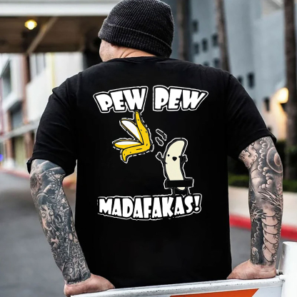 PEW PEW MADAFAKAS Peeled Banana Print Men's T-shirt