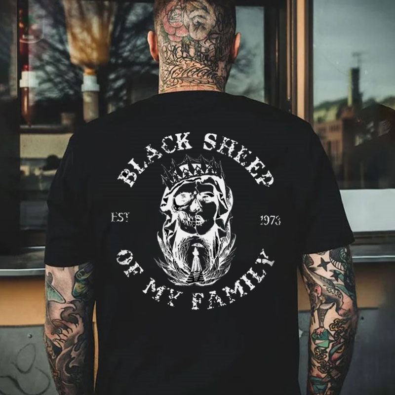 BLACK SHEEP OF MY FAMILY Skull Queen Print Men's T-shirt