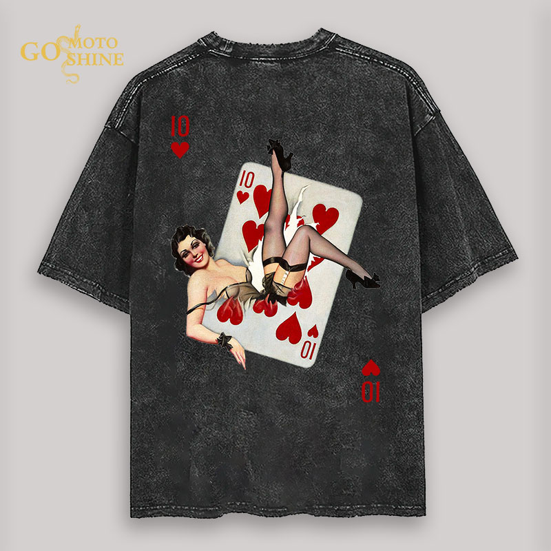 Poker 10 Sexy Lady Men's Washed T-shirt