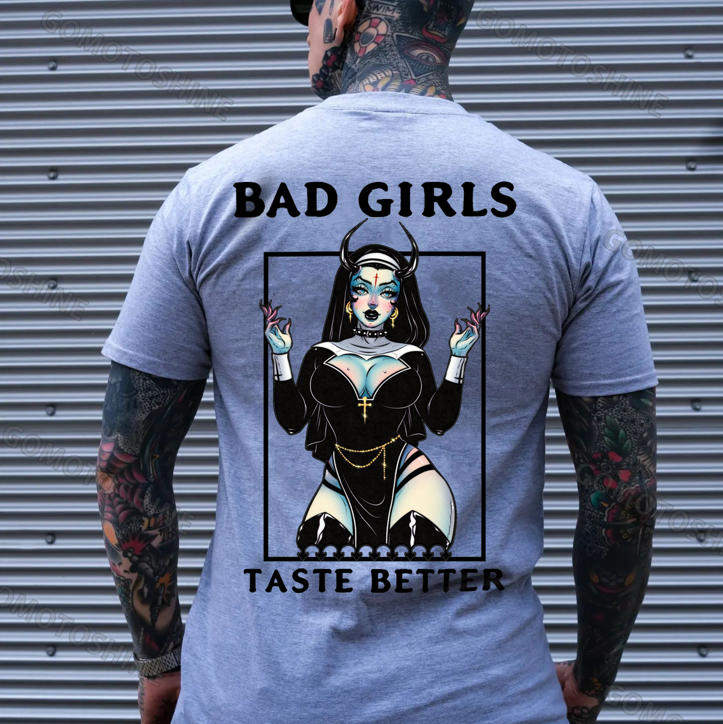 BAD GIRLS TASTE BETTER Sexy Devil Nun Print Men's T-Shirt