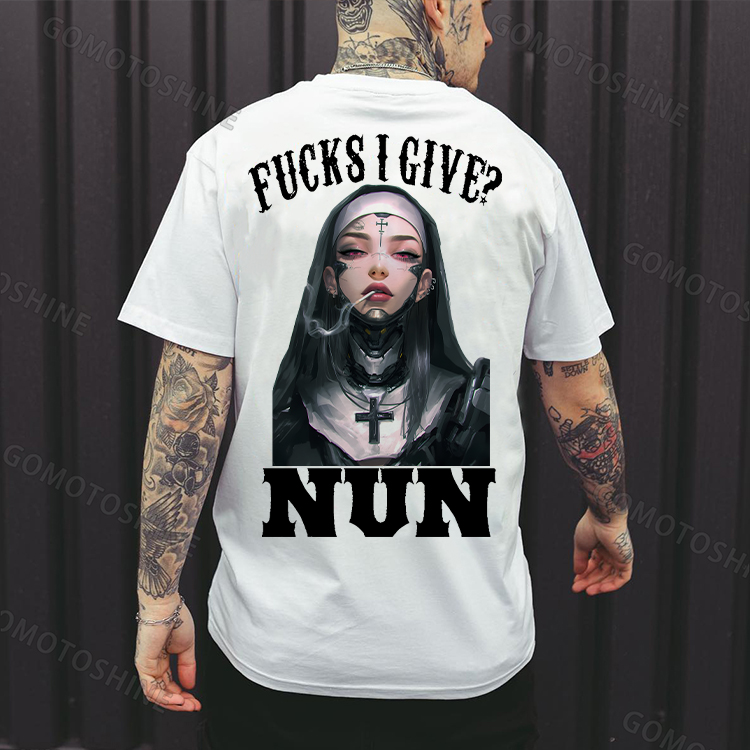FUCKS I GIVE NUN Cyber Modified Mechanical Nun Print Men's T-Shirt