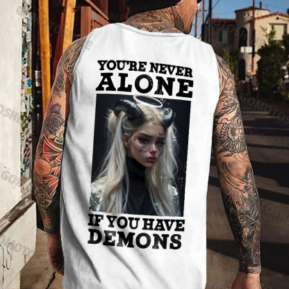 YOU'RE NEVER ALONE IF YOU HAVE DEMONS Gloomy Devil Girl Print Men's Vest