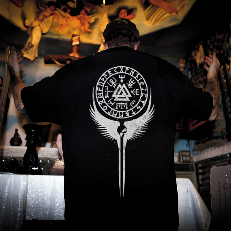 Rune Wing Black Print T-shirt