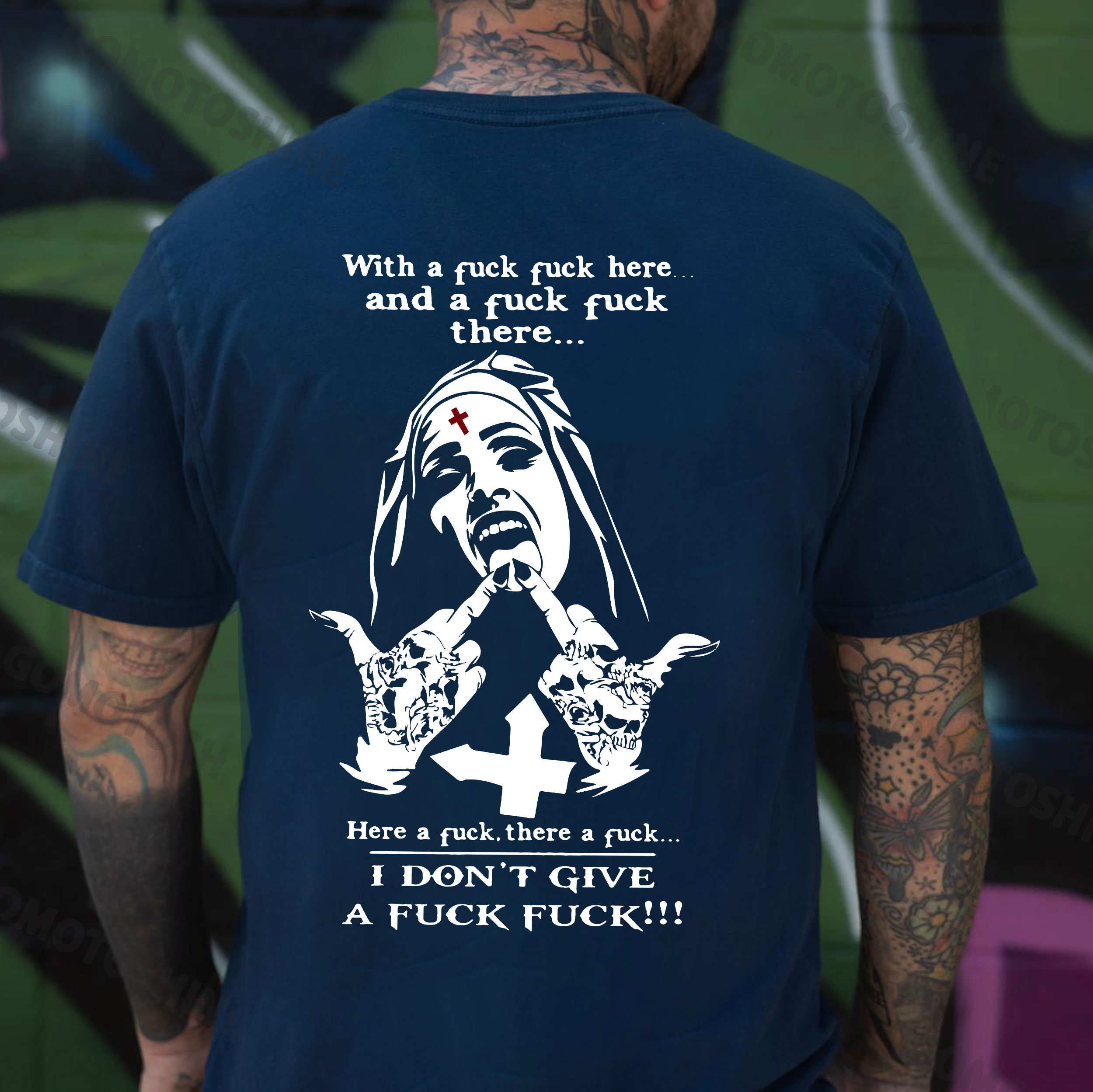 WITH A FUCK FUCK HERE AND A FUCK FUCK THERE Defiant Nun Print Men's T-Shirt